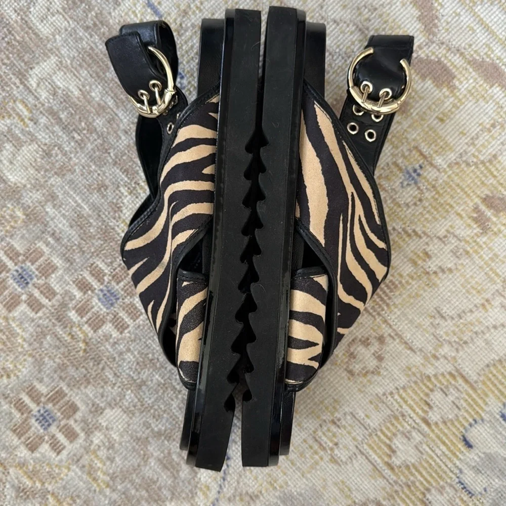 Anthropologie Billi Bi Zebra Print Sandals Size 38